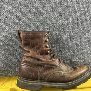 Justin Boots Mens Size 8 Brown Leather Work Combat Boots Oil Resisting WK905
